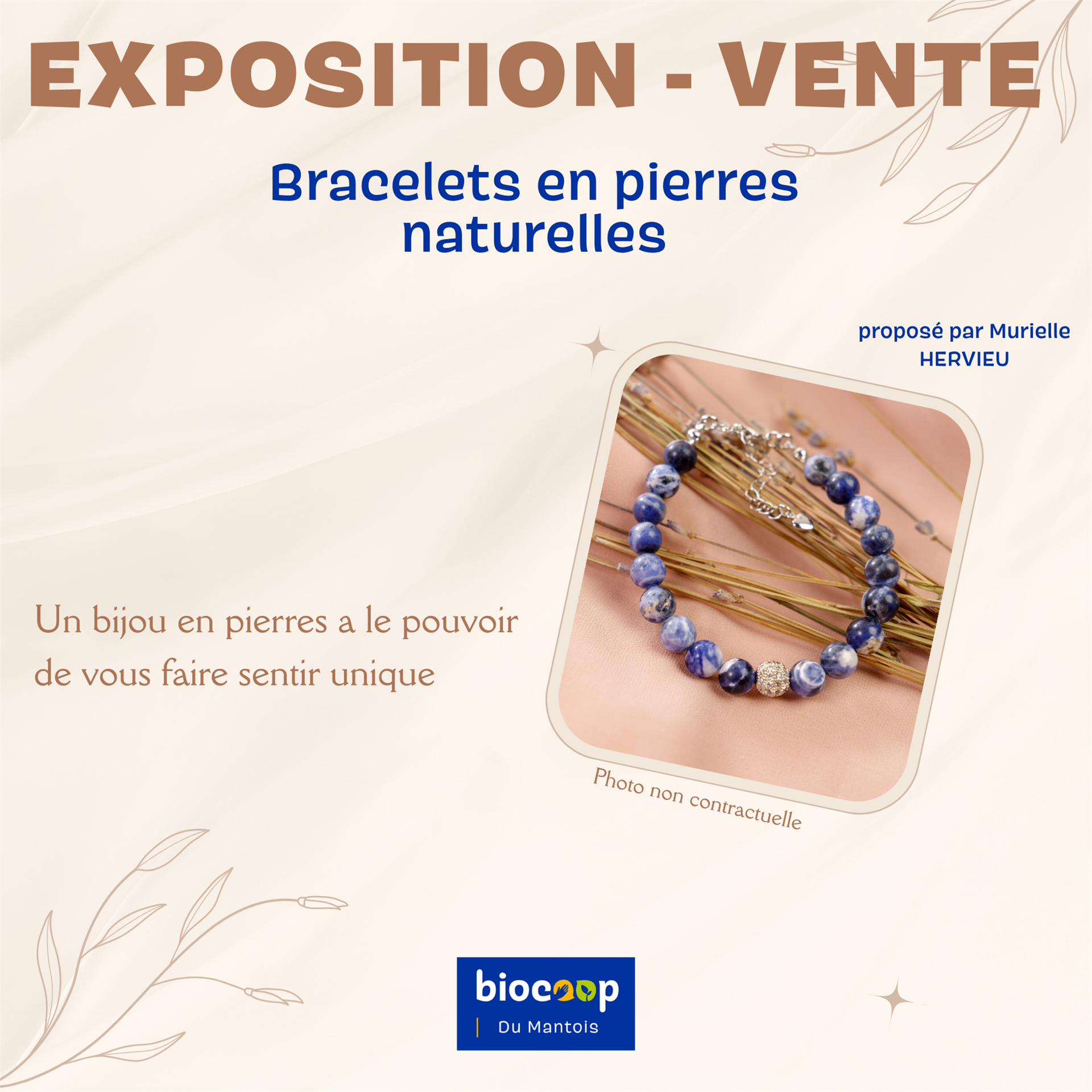 Exposition-vente de bracelets en pierres naturelles
