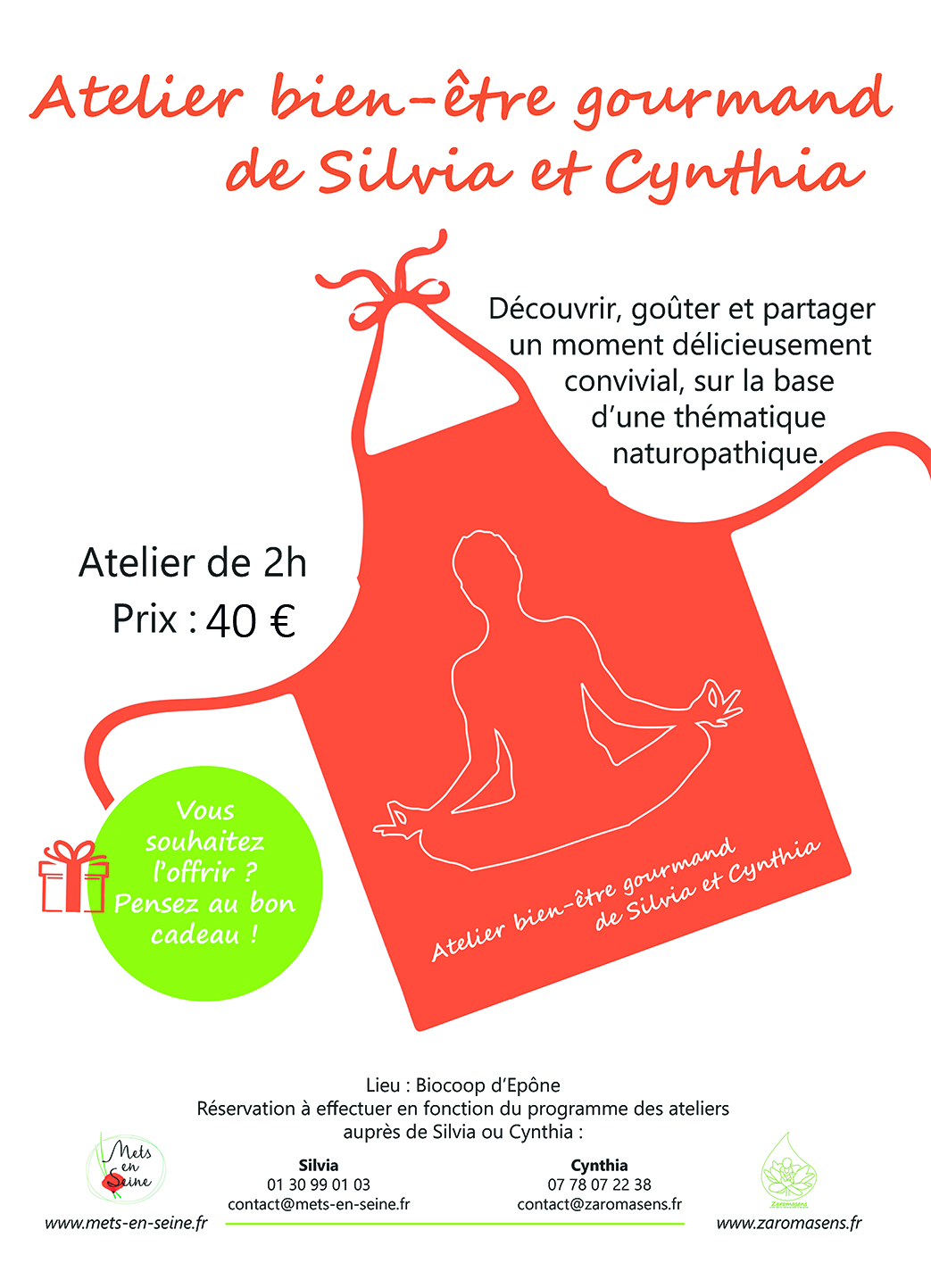 Ateliers bien-être gourmand, avec Silvia et Cynthia Ateliers bien-être gourmand, avec Silvia et Cynthia