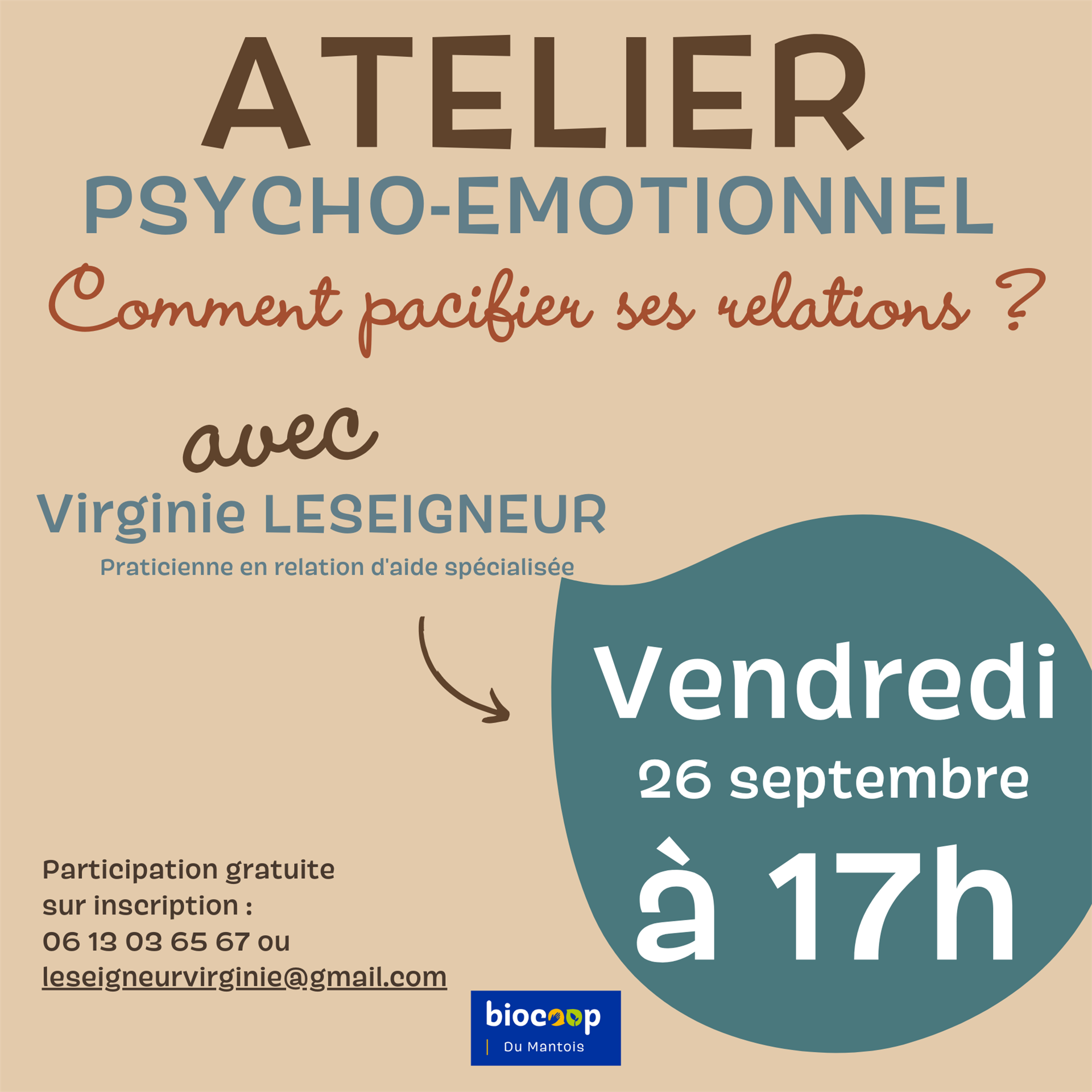 Atelier psycho-émotionnel avec Virginie Leseigneur