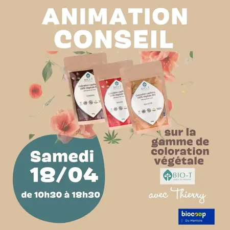 animation conseil en magasin sur les colorations végétales BIO-T