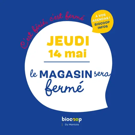 fermeture exceptionnelle jeudi 14 mai